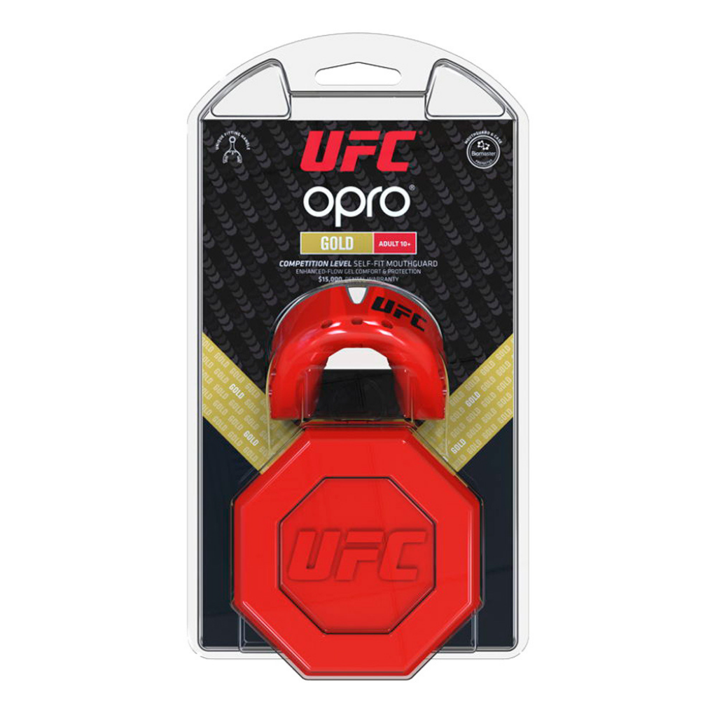 Protector Bucal Opro Gold UFC Rojo-PlateadoCAJA